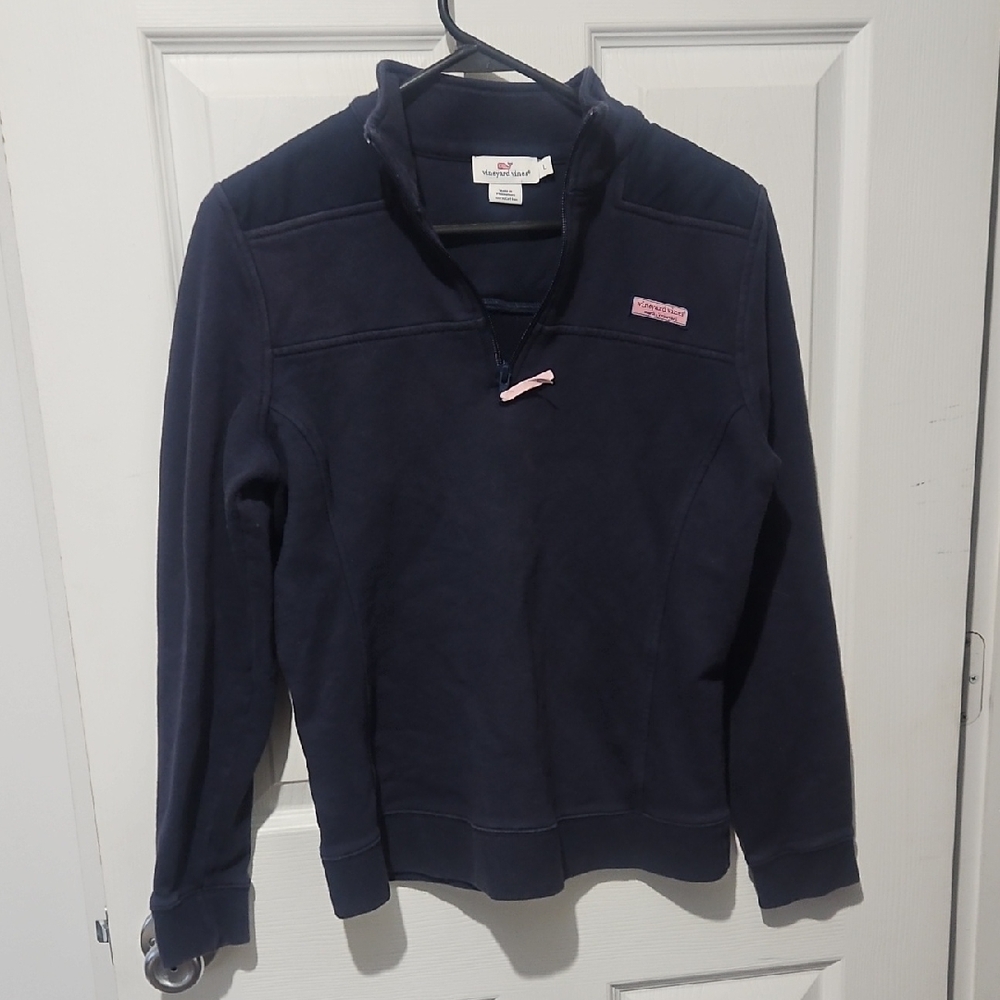 Vineyard‎ Vines Dark Blue Three Quarter Zip Pullover with Pink Detail Size Large